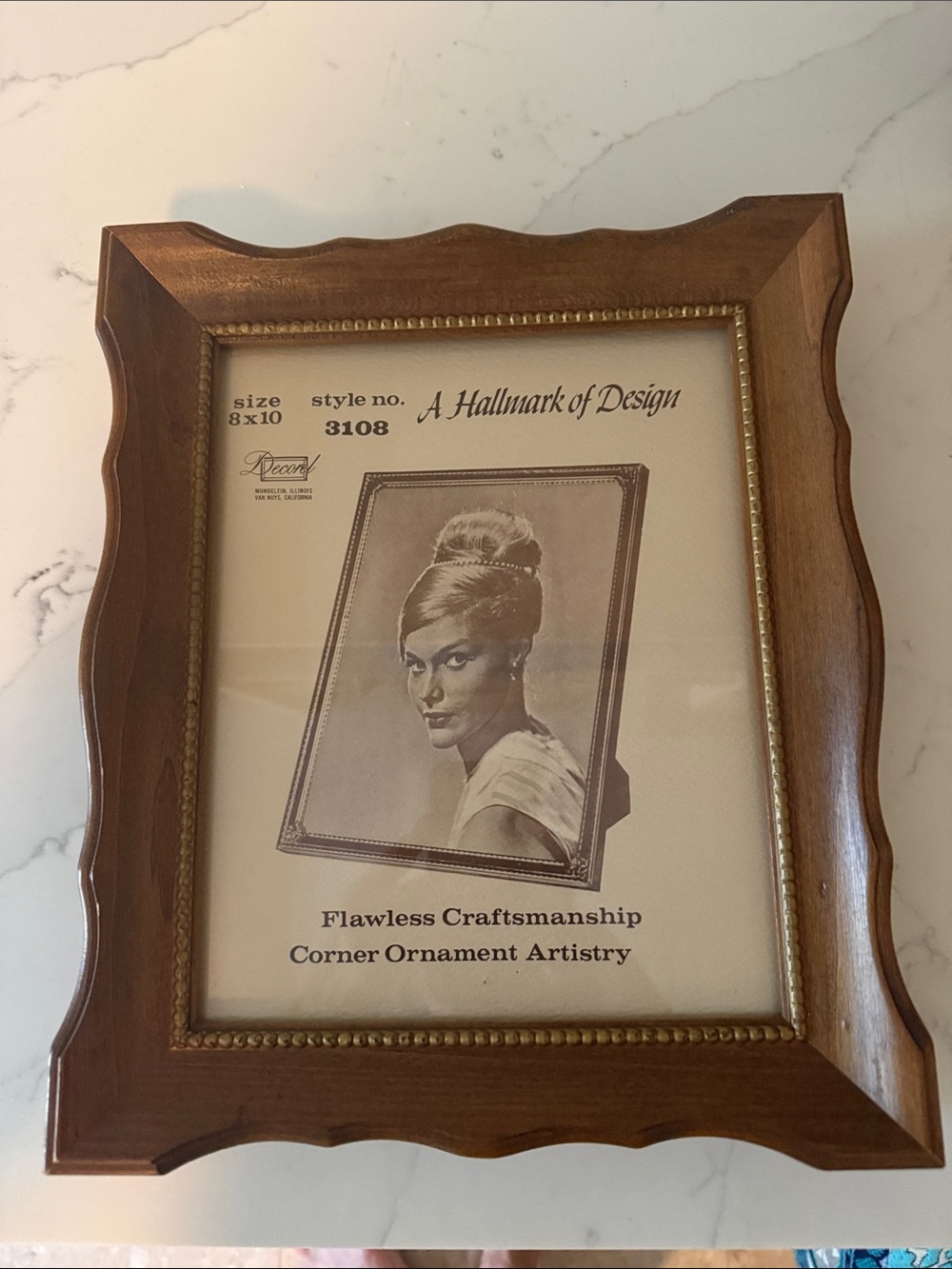Vintage Wooden Picture Frame with Glass